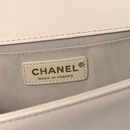 Chanel Caviar Chevron Quilted Braided Medium Boy Flap Beige 6 of 11