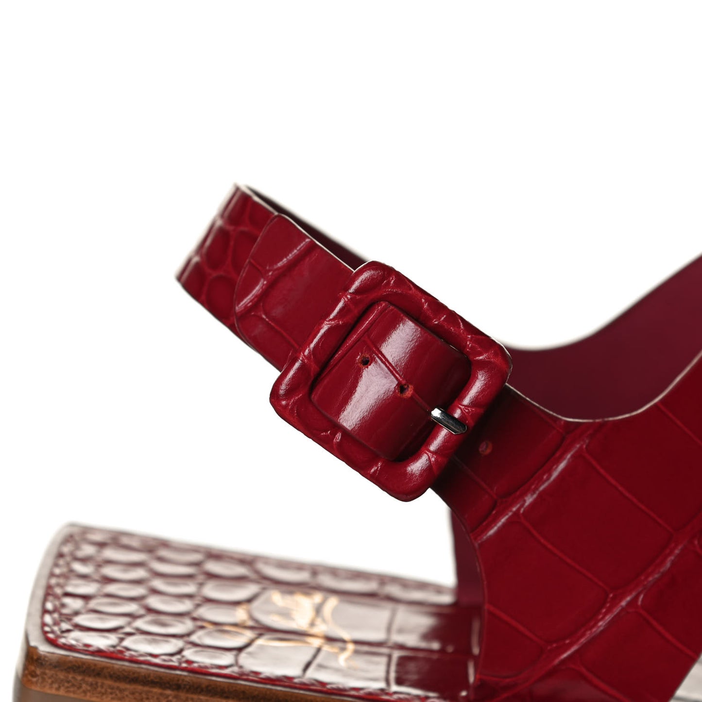 Calfskin Alligator Embossed Cubongo Flat Sandals 39.5 Persan