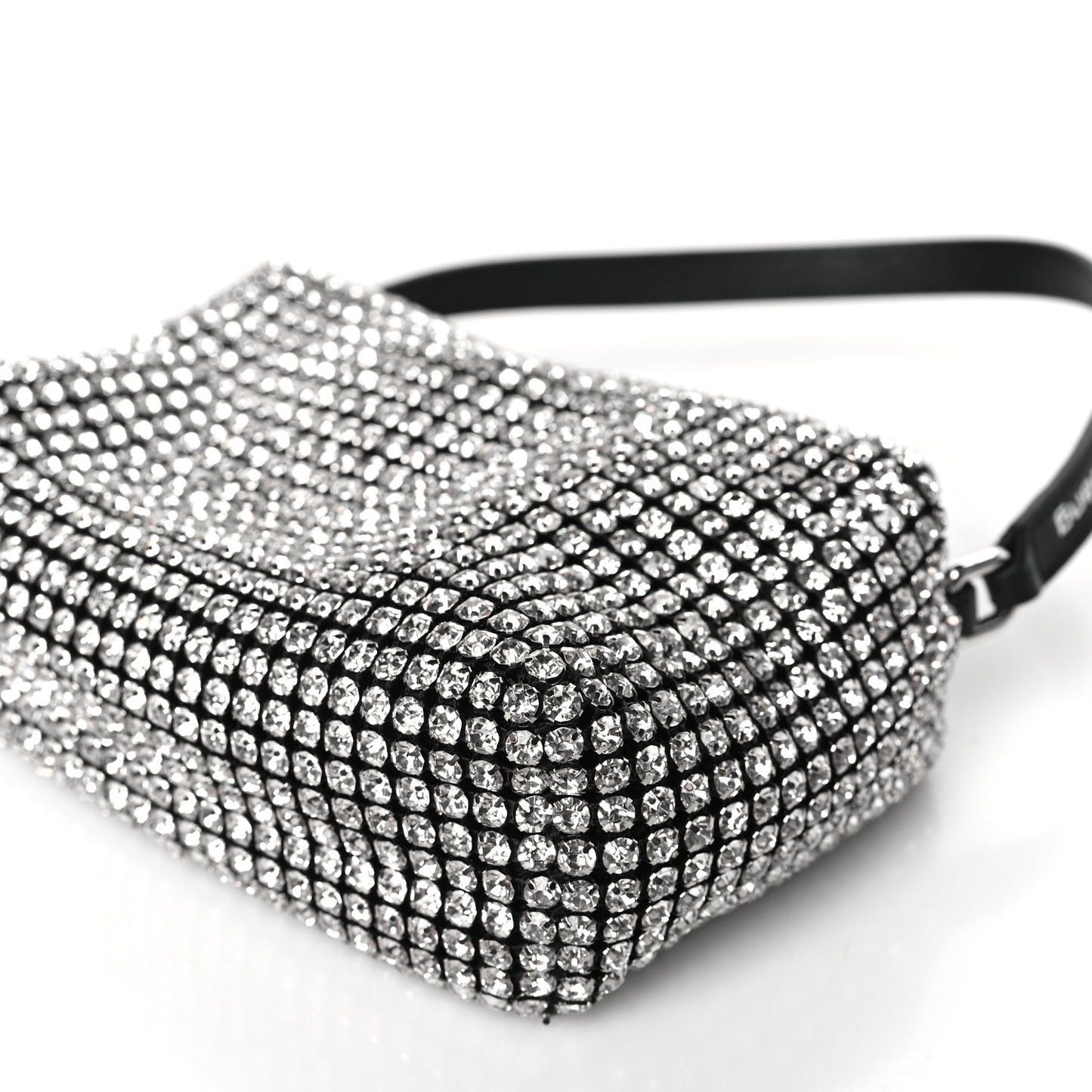 Mesh Crystal Rhinestone Mini Heiress Pouch Black Silver