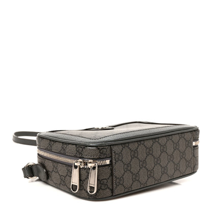 Gucci GG Supreme Monogram Textured Dollar Calfskin Small Ophidia Top Handle Shoulder Bag  Grey Black Graphite Grey 4 of 11