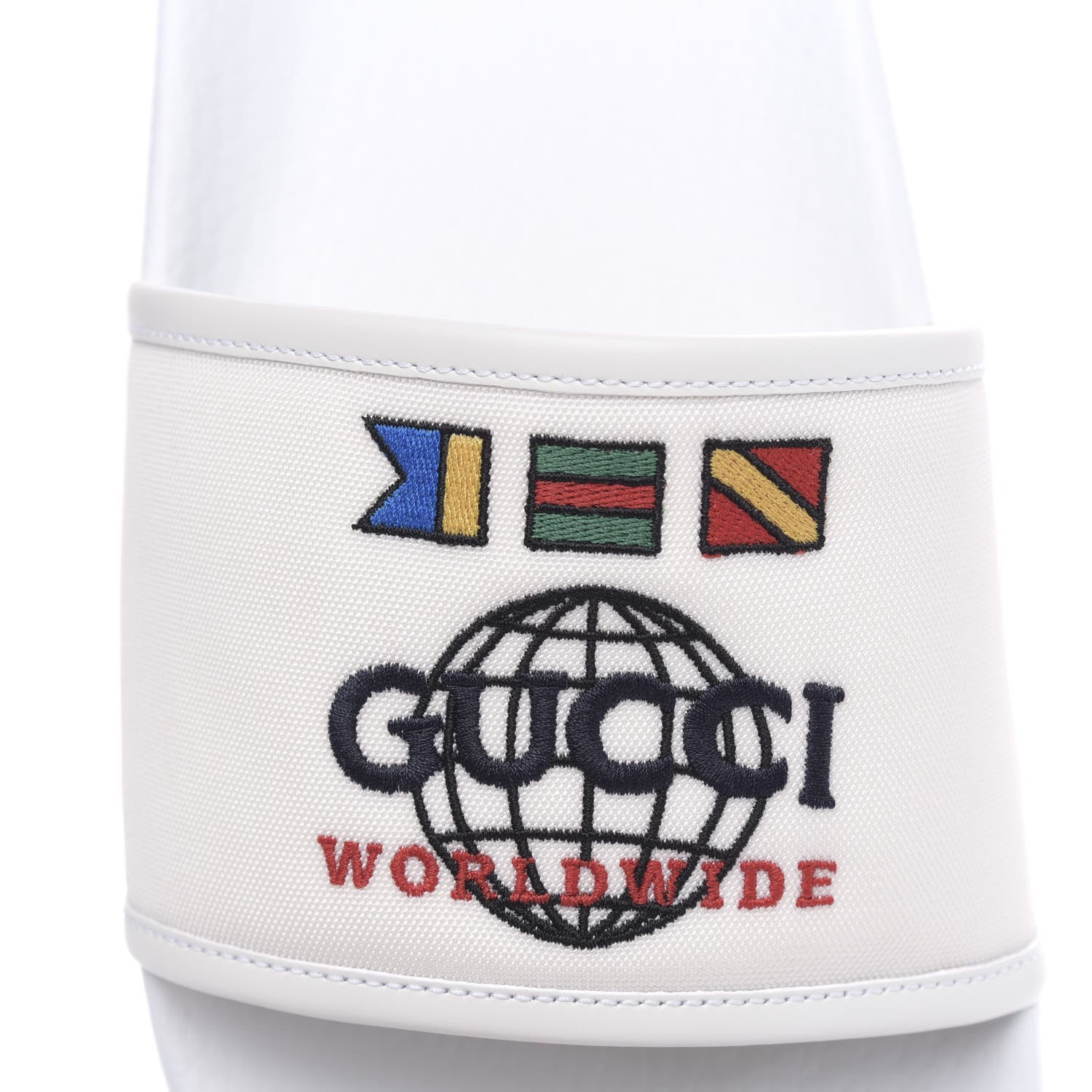 Gucci Canvas Worldwide Mens Pursuit Slide Sandals 11 White 6 of 8