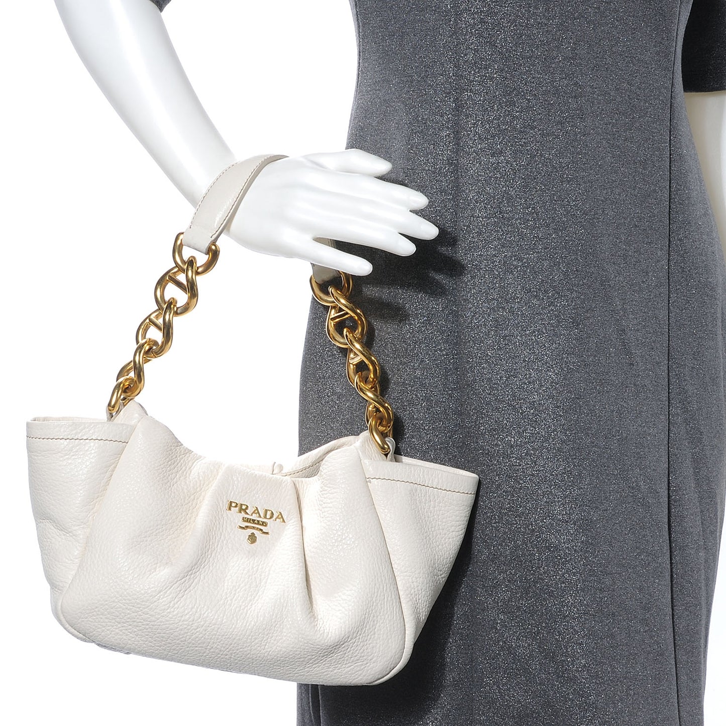 Cervo Pleats Small Shoulder Bag Talco