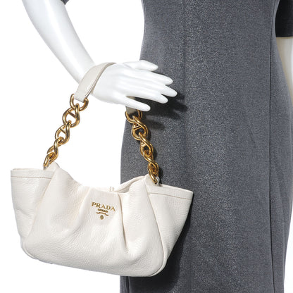 Prada Cervo Pleats Small Shoulder Bag Talco 2 of 9
