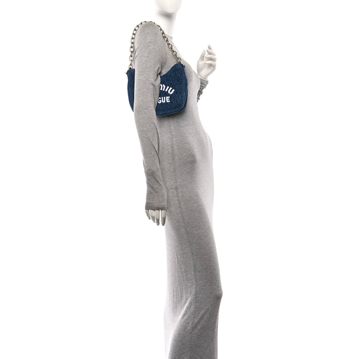 Miu Miu Denim Matelasse Shoulder Bag Blue White 2 of 9
