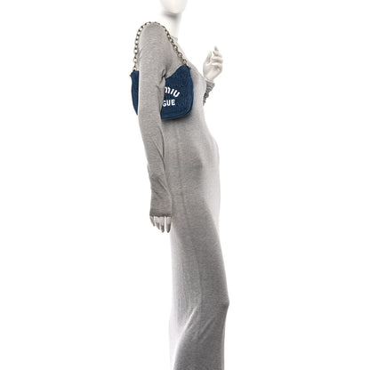 Miu Miu Denim Matelasse Shoulder Bag Blue White 2 of 9