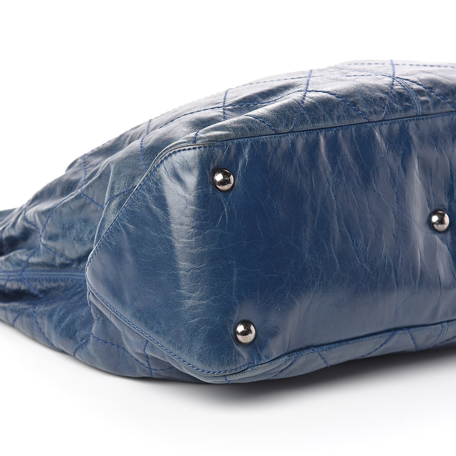 Chanel Aged Calfskin Quilted Coco Supple Hobo Blue 9 of 10