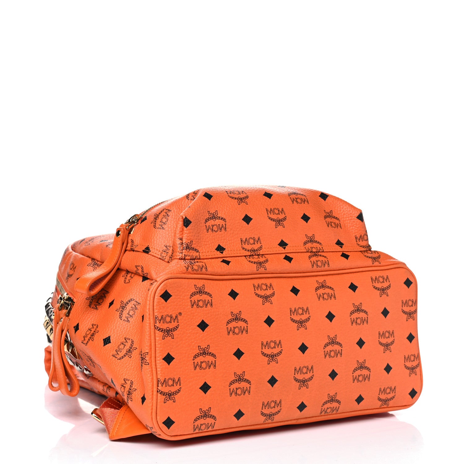 MCM Visetos Side Stud Medium Stark Backpack Orange 3 of 5