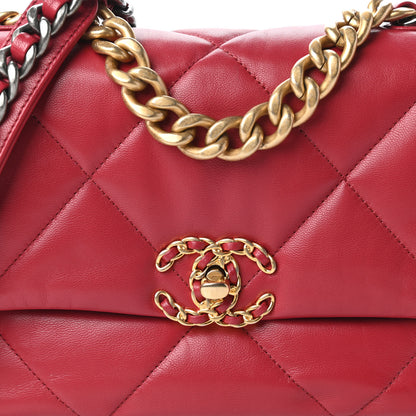 Chanel Lambskin Quilted Medium Chanel 19 Flap Red 10 of 10