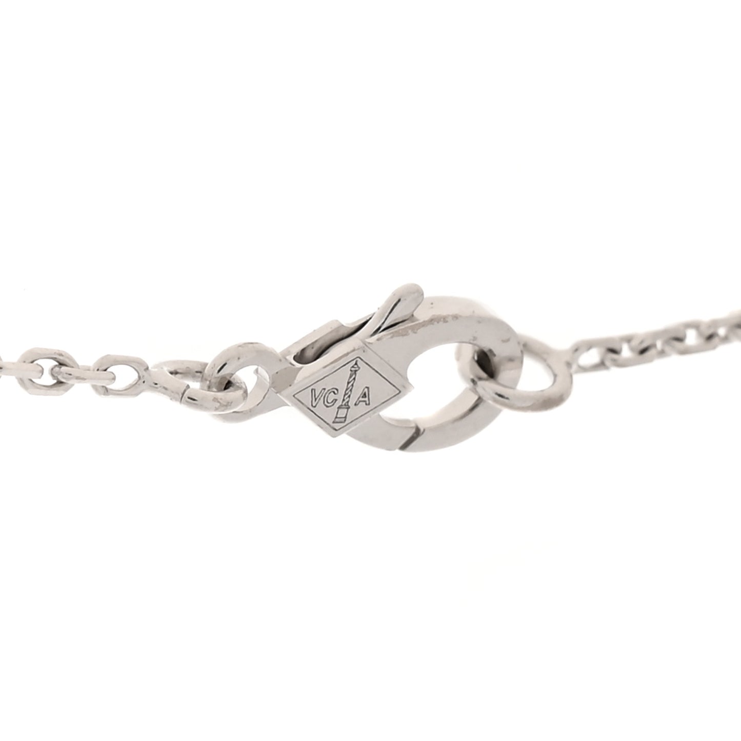 VAN CLEEF & ARPELS 18K White Gold Diamond Vintage Alhambra Pendant Necklace