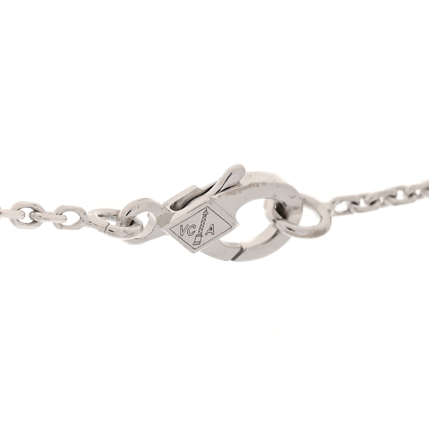 Tiffany VAN CLEEF & ARPELS 18K White Gold Diamond Vintage Alhambra Pendant Necklace 4 of 7
