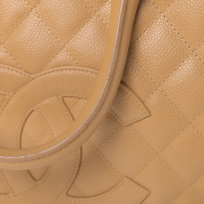 Chanel Caviar Quilted Large Bowler Bag Beige 15 of 20