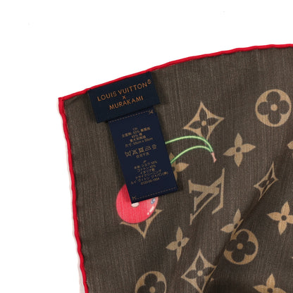 Louis Vuitton LV X TM Silk Cotton Monogram Cerises Square Scarf 55 Brown 3 of 3