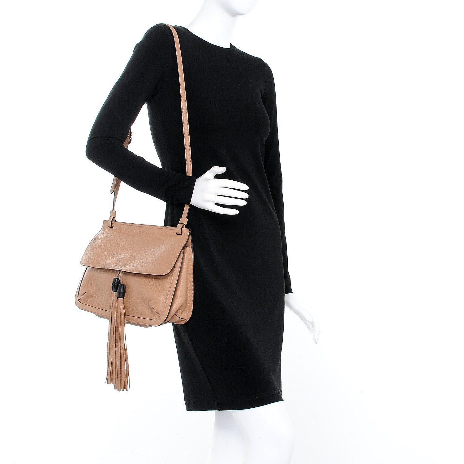 Gucci Cellarius Calfskin Medium Bamboo Daily Flap Shoulder Bag Camelia 2 of 11