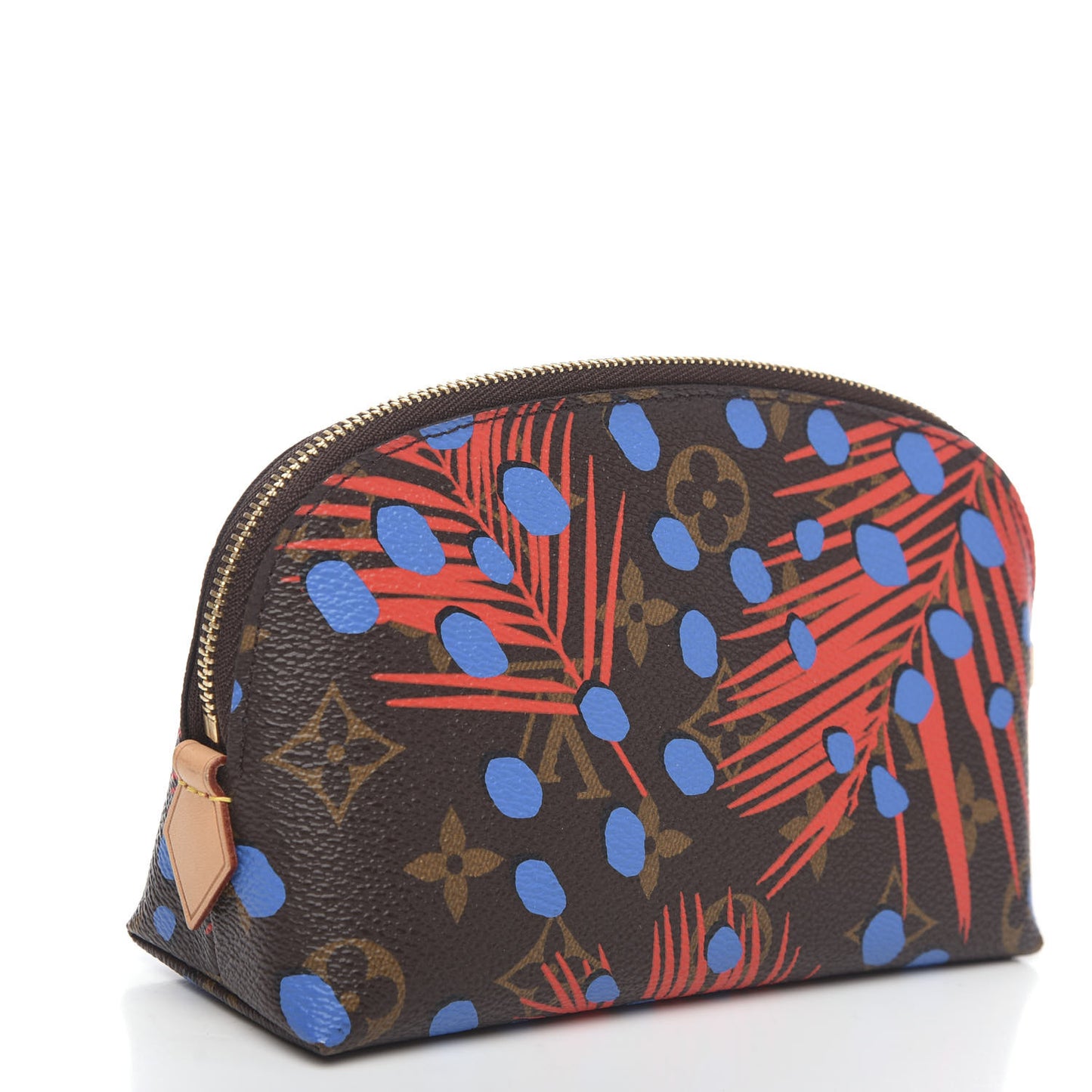 Monogram Jungle Dots Cosmetic Pouch Coquelicot Denim