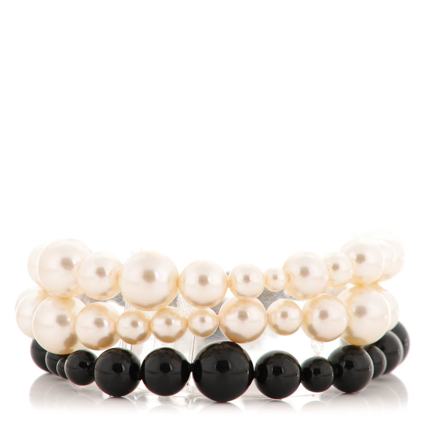 Pearl Bead CC Multistrand Bracelet Black