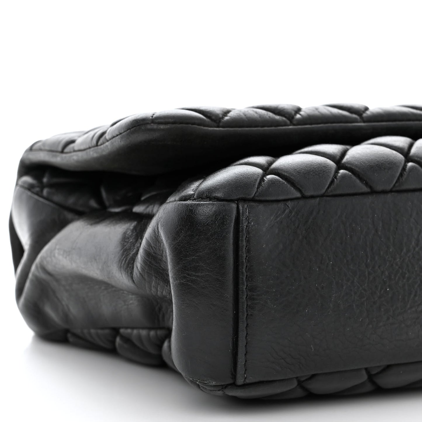 Iridescent Calfskin Small New Bubble Quilt Flap Black