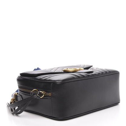 Gucci Calfskin Matelasse Sylvie Web Small GG Marmont Top Handle Shoulder Bag Black 4 of 11