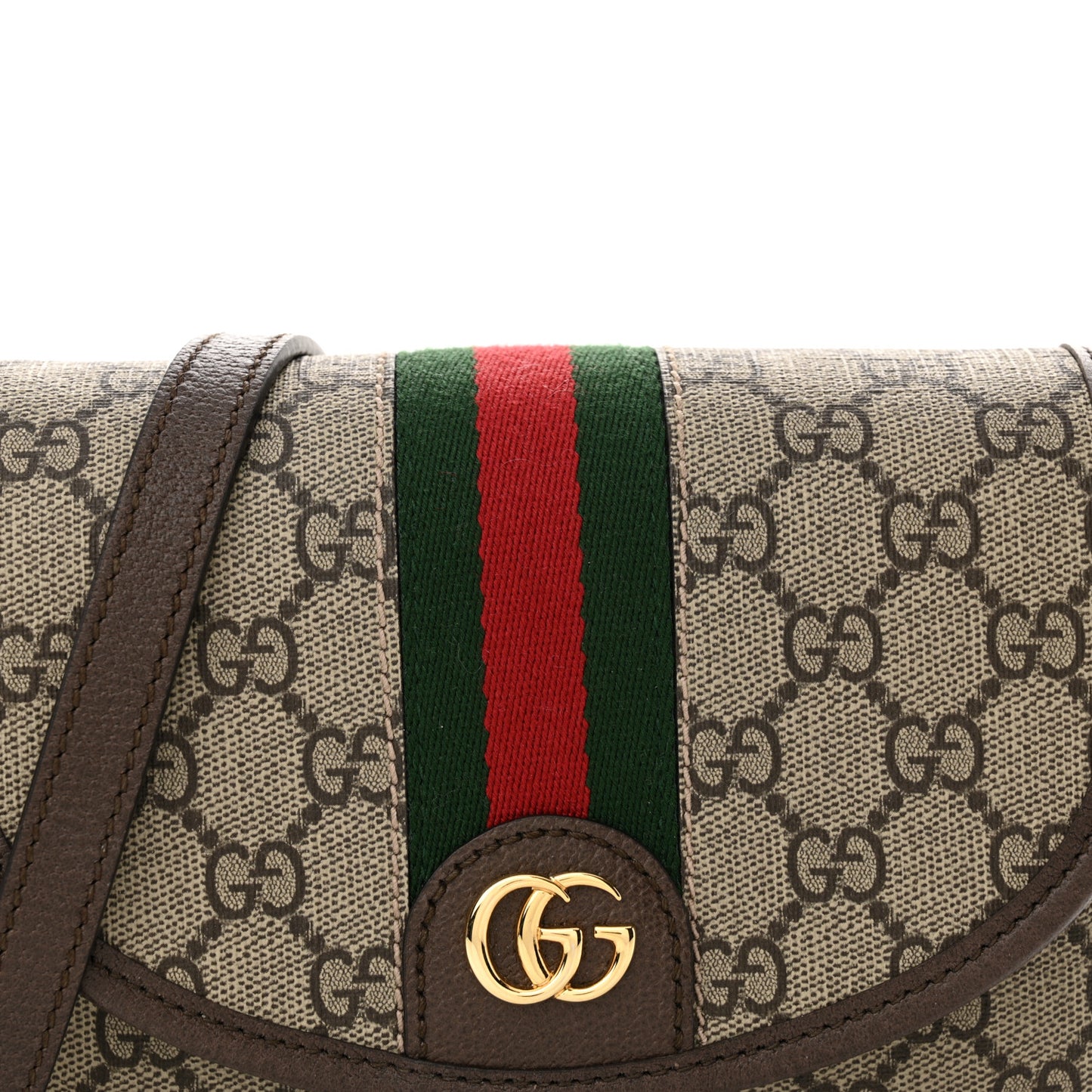 GG Supreme Monogram Textured Dollar Calfskin Mini Ophidia Flap Shoulder Bag Beige Ebony New Acero