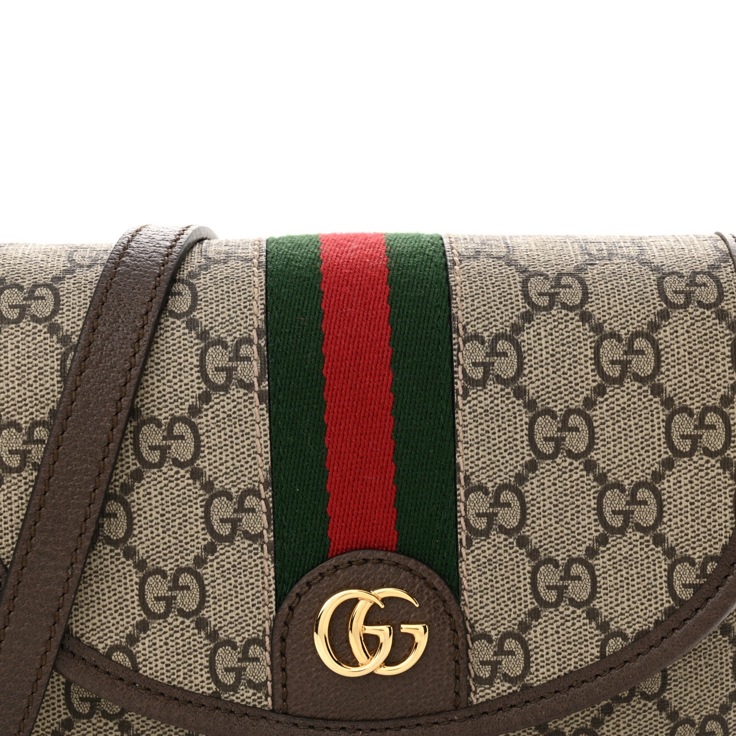 Gucci GG Supreme Monogram Textured Dollar Calfskin Mini Ophidia Flap Shoulder Bag Beige Ebony New Acero 8 of 10