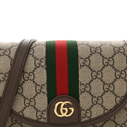 Gucci GG Supreme Monogram Textured Dollar Calfskin Mini Ophidia Flap Shoulder Bag Beige Ebony New Acero 8 of 10