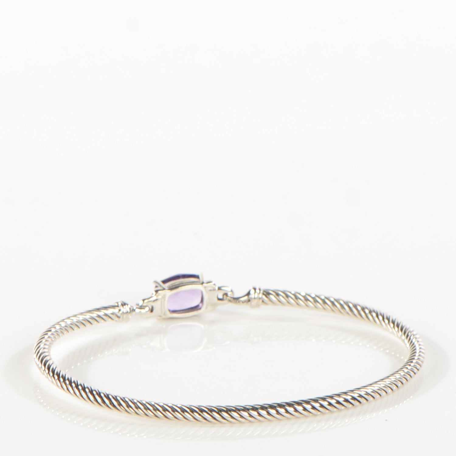 David Yurman Sterling Silver Diamond Amethyst 3mm Petite Wheaton Bracelet 4 of 6