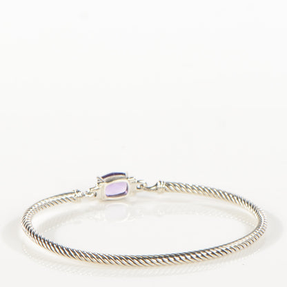 David Yurman Sterling Silver Diamond Amethyst 3mm Petite Wheaton Bracelet 4 of 6