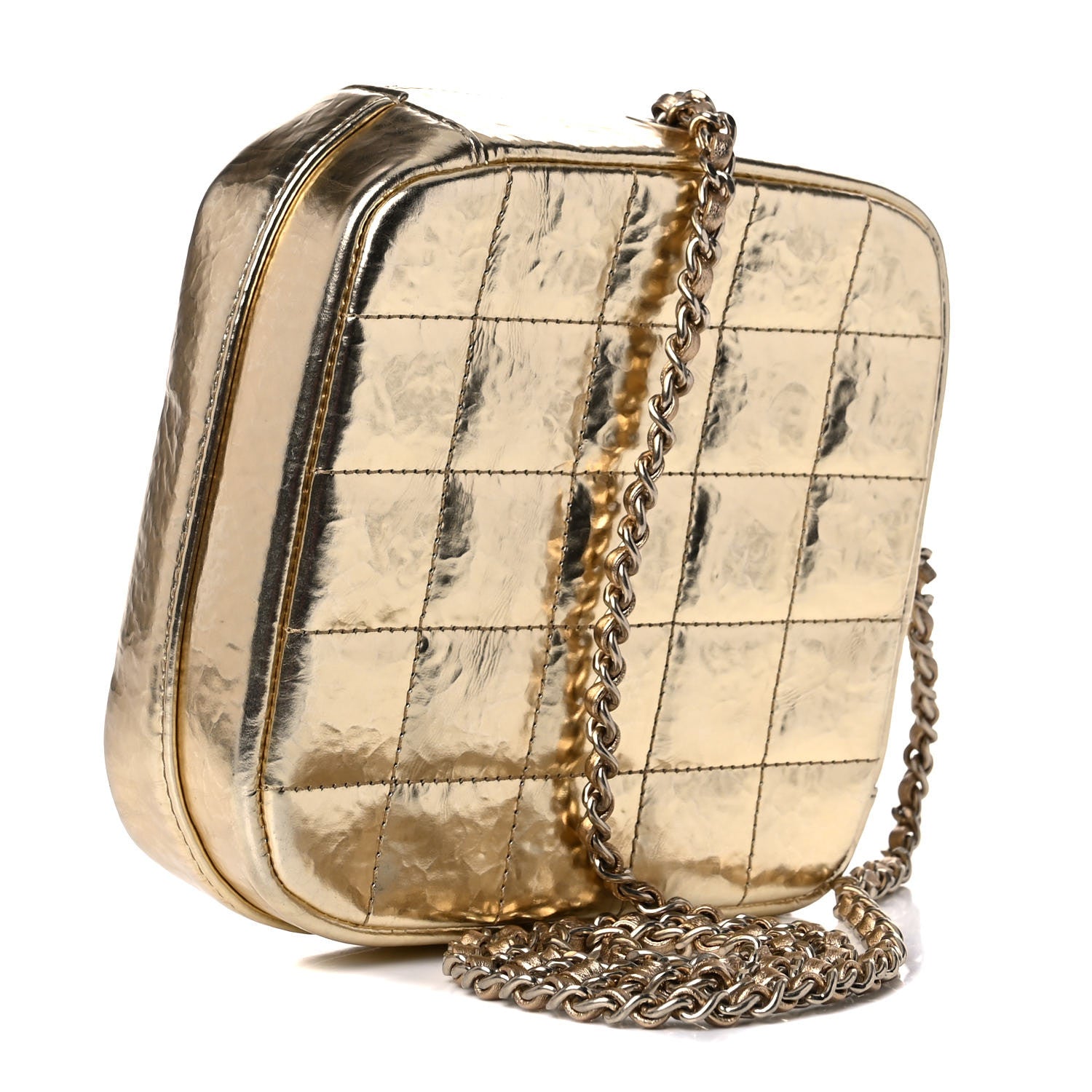 Chanel Hammered Metallic Calfskin Quilted Diamond Bag Gold 3 of 9
