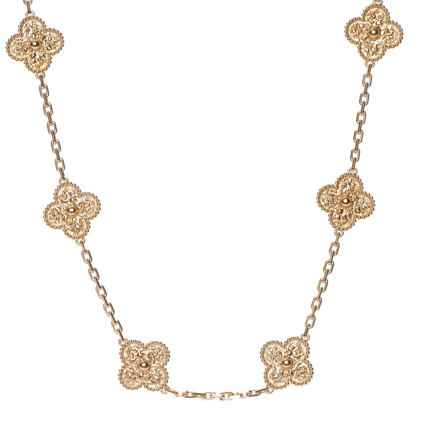 18K Yellow Gold 10 Motifs Vintage Alhambra Necklace