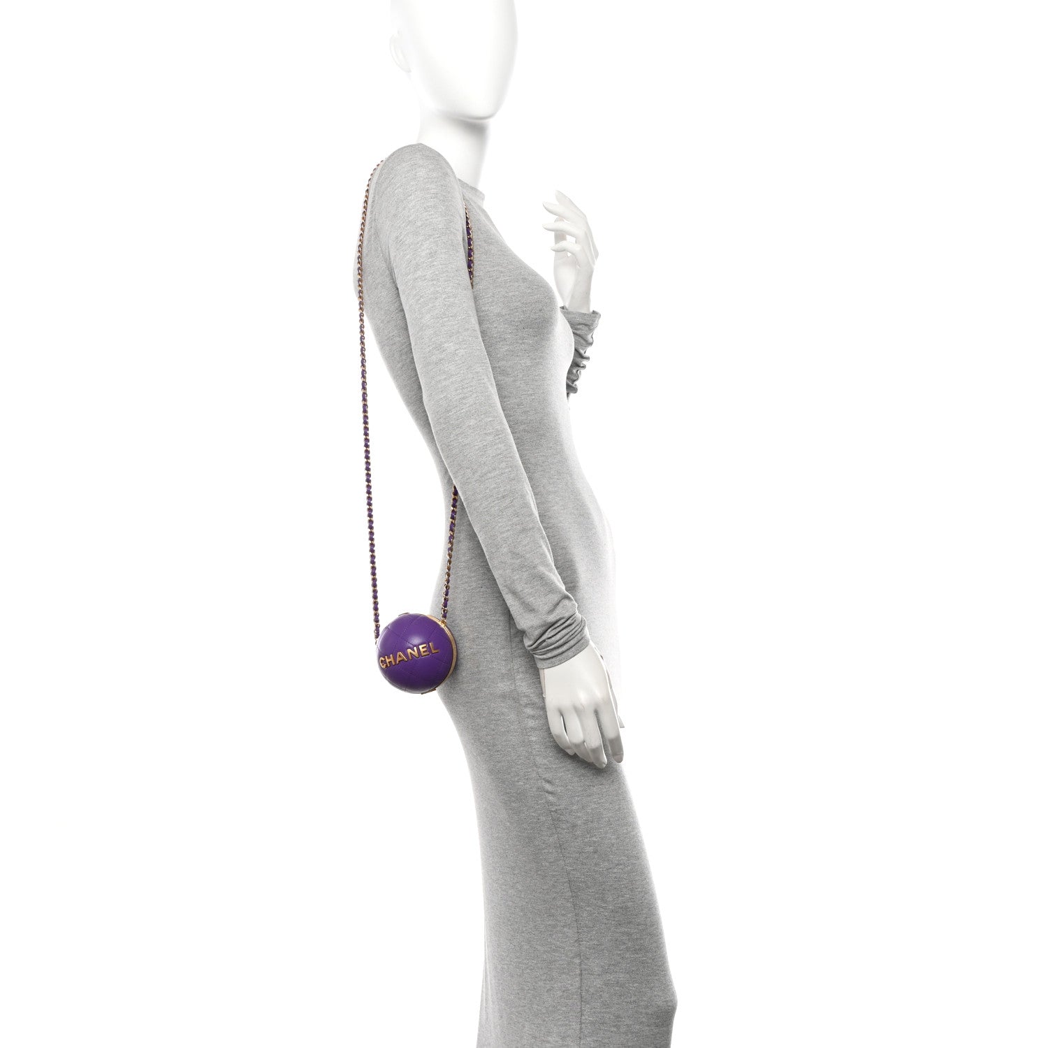 Chanel Lambskin CC Minaudiere Sphere Chain Clutch Purple 2 of 10
