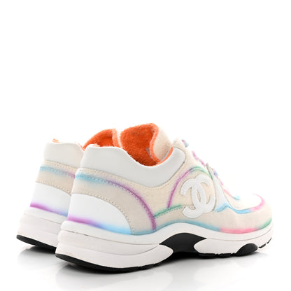 Chanel Wool Suede Calfskin CC Sneakers 38.5 Multicolor 4 of 12