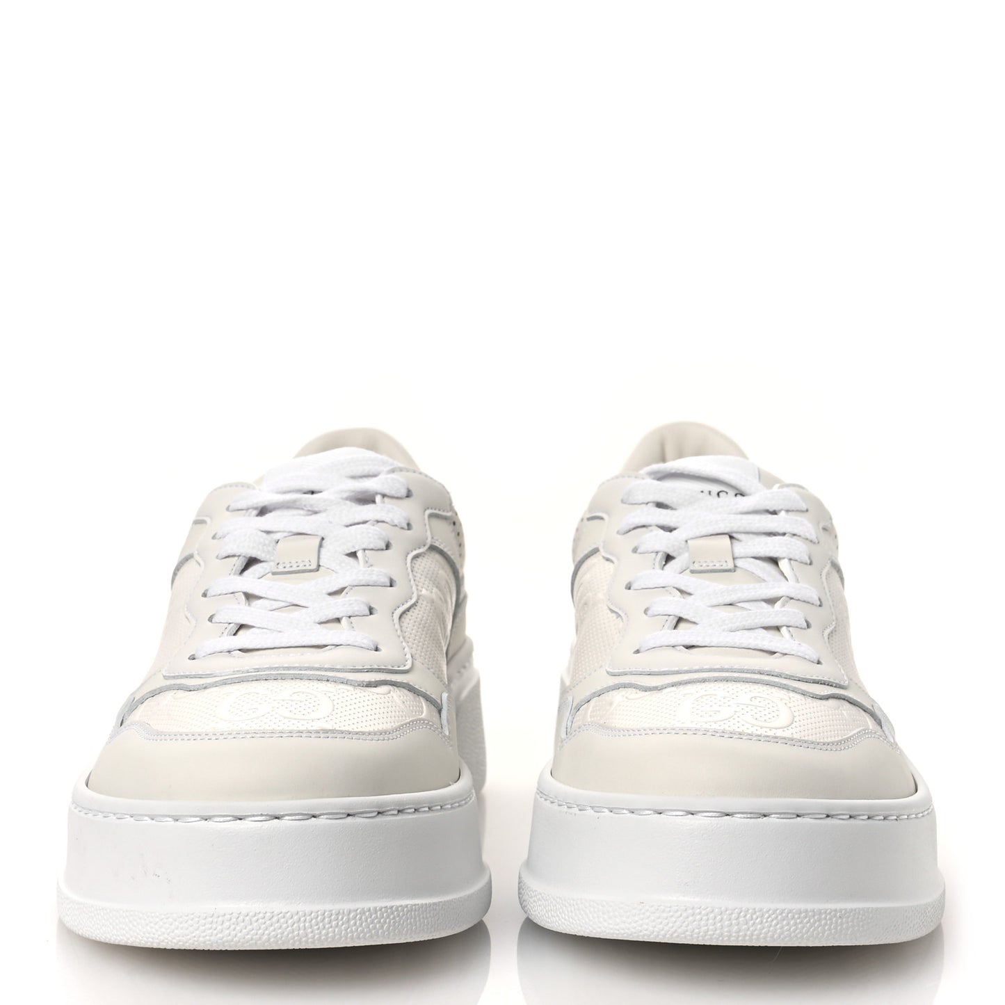 Calfskin GG Tennis Embossed Perforated Womens Platform 55mm Sneakers 40.5 Great White