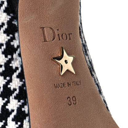 Christian Dior Wool Ribbon Houndstooth Embroidered J'Adior 65mm Pumps 39 Black White 6 of 9