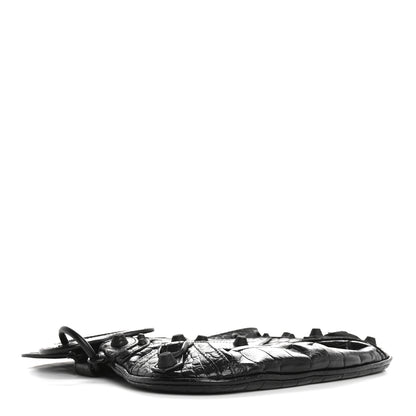 Balenciaga Extra Supple Calfskin Crocodile Embossed Monochrome Mini Le Cagole Multi Pouch Black 5 of 11