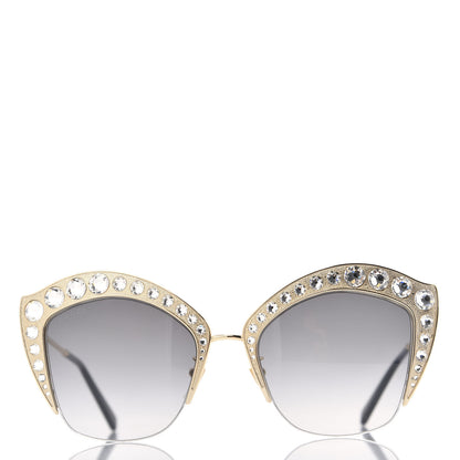 Gucci Metal Crystal Cat Eye Sunglasses GG00114S Gold 3 of 8