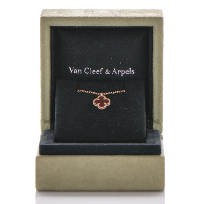 Van Cleef & Arpels 18K Rose Gold Carnelian Sweet Alhambra Pendant Necklace 7 of 7