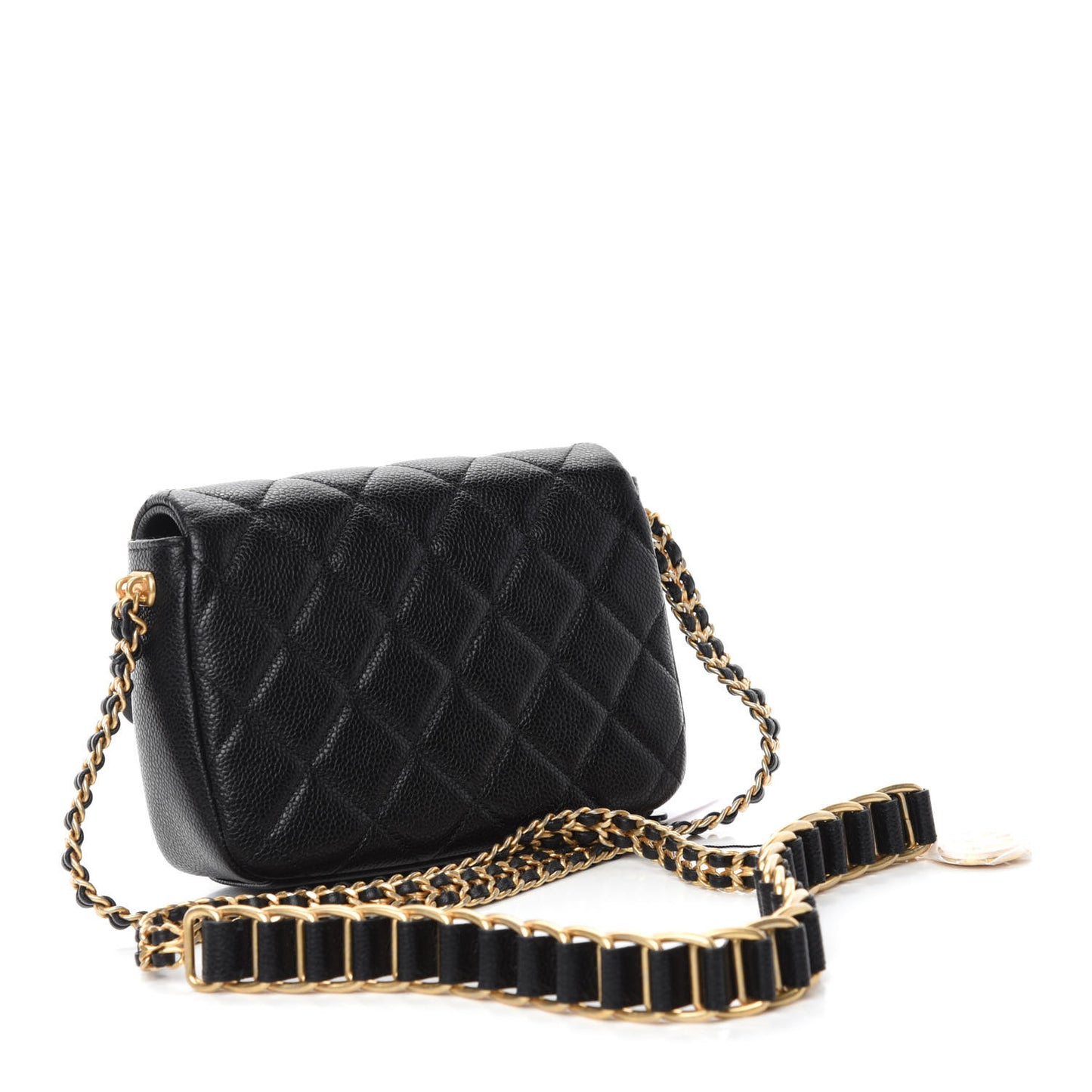 Caviar Quilted Mini Chain Soul Flap Black