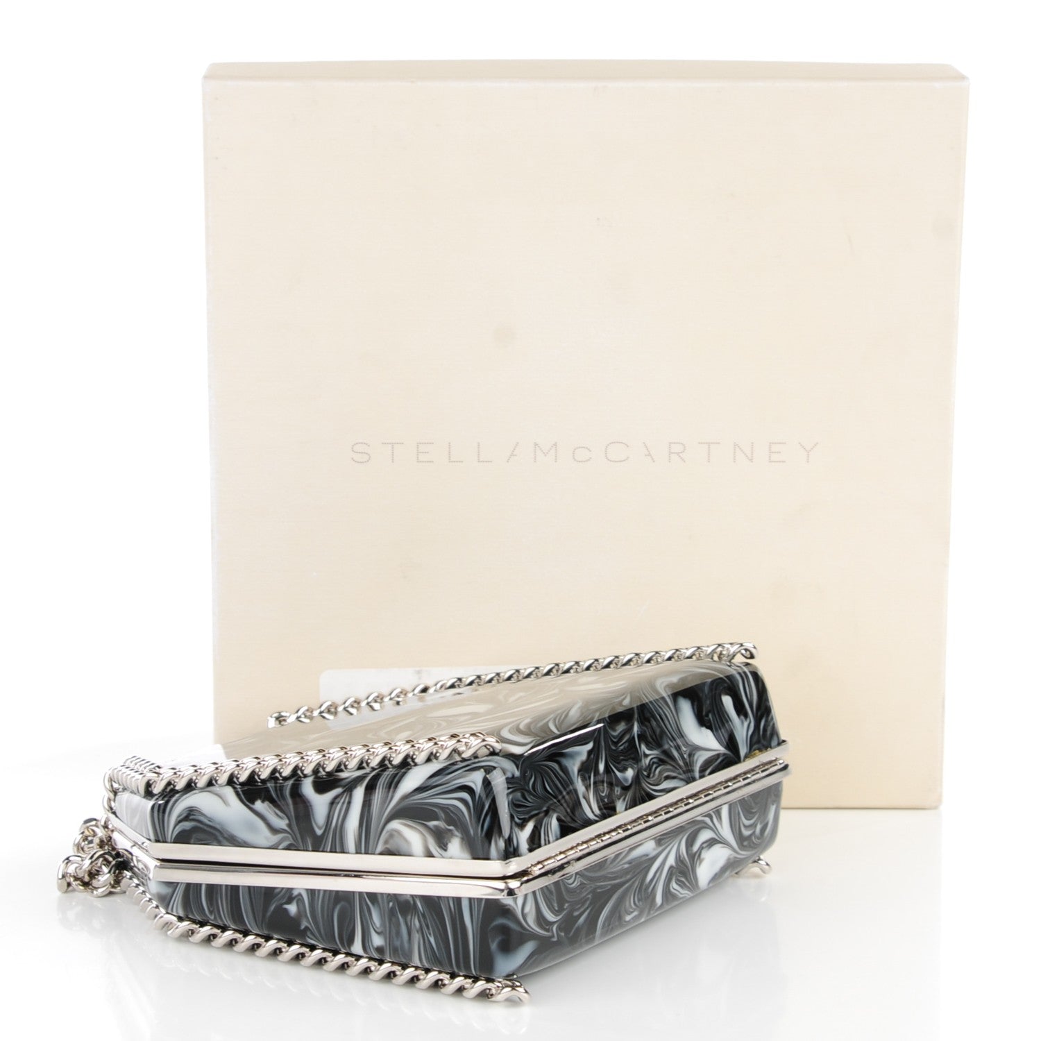 Stella McCartney Marbled Enamel Falabella Crossbody Clutch Black 4 of 6