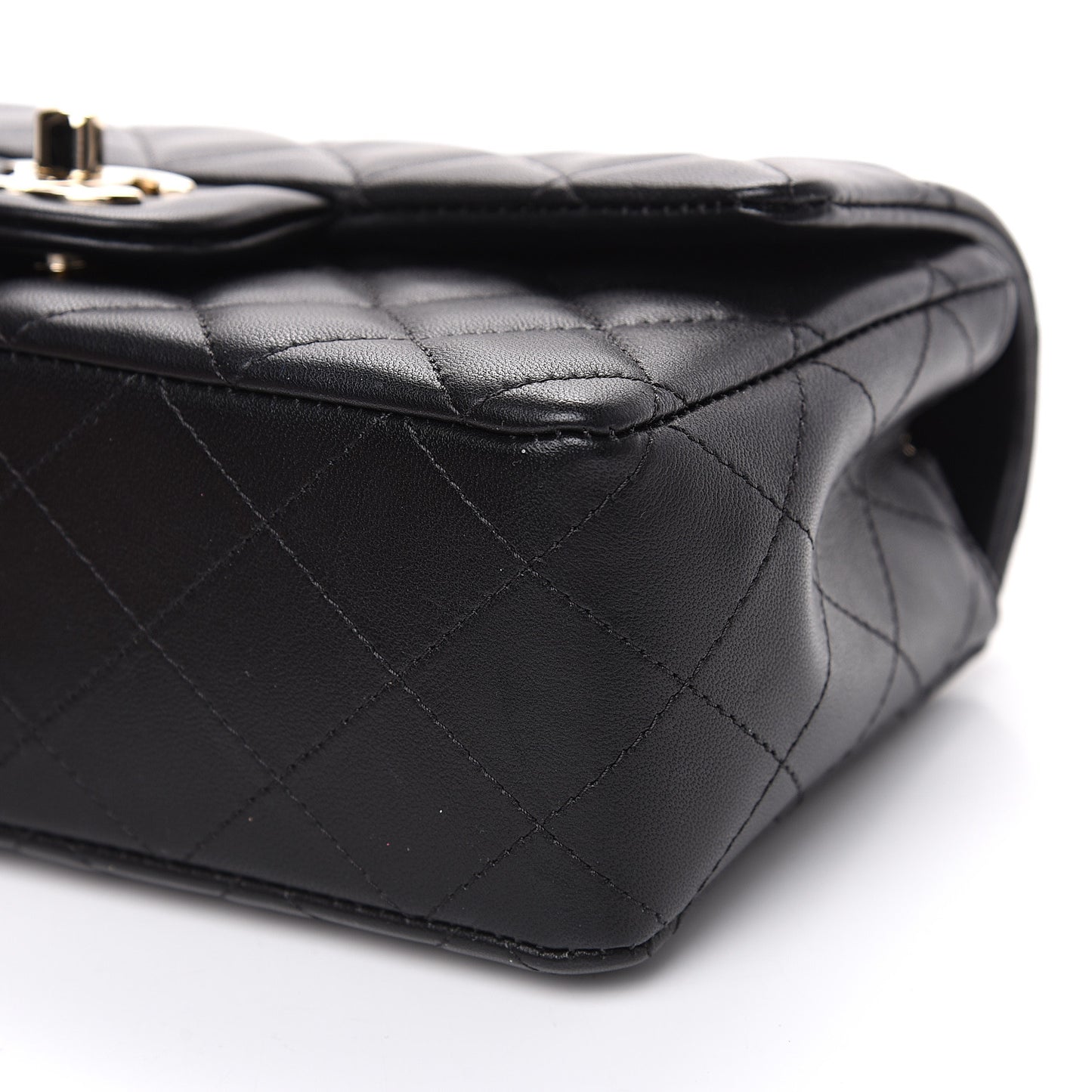 Lambskin Quilted Mini Rectangular Flap Black