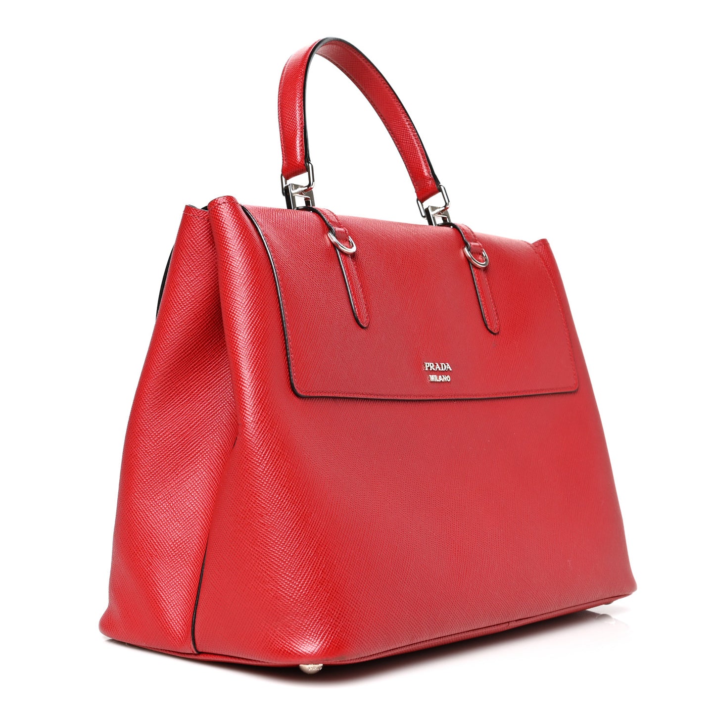 Saffiano Cuir Convertible Top Handle Tote Fuoco