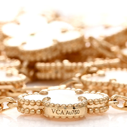 Van Cleef & Arpels 18K Yellow Gold Mother of Pearl 20 Motifs Vintage Alhambra Necklace 5 of 5