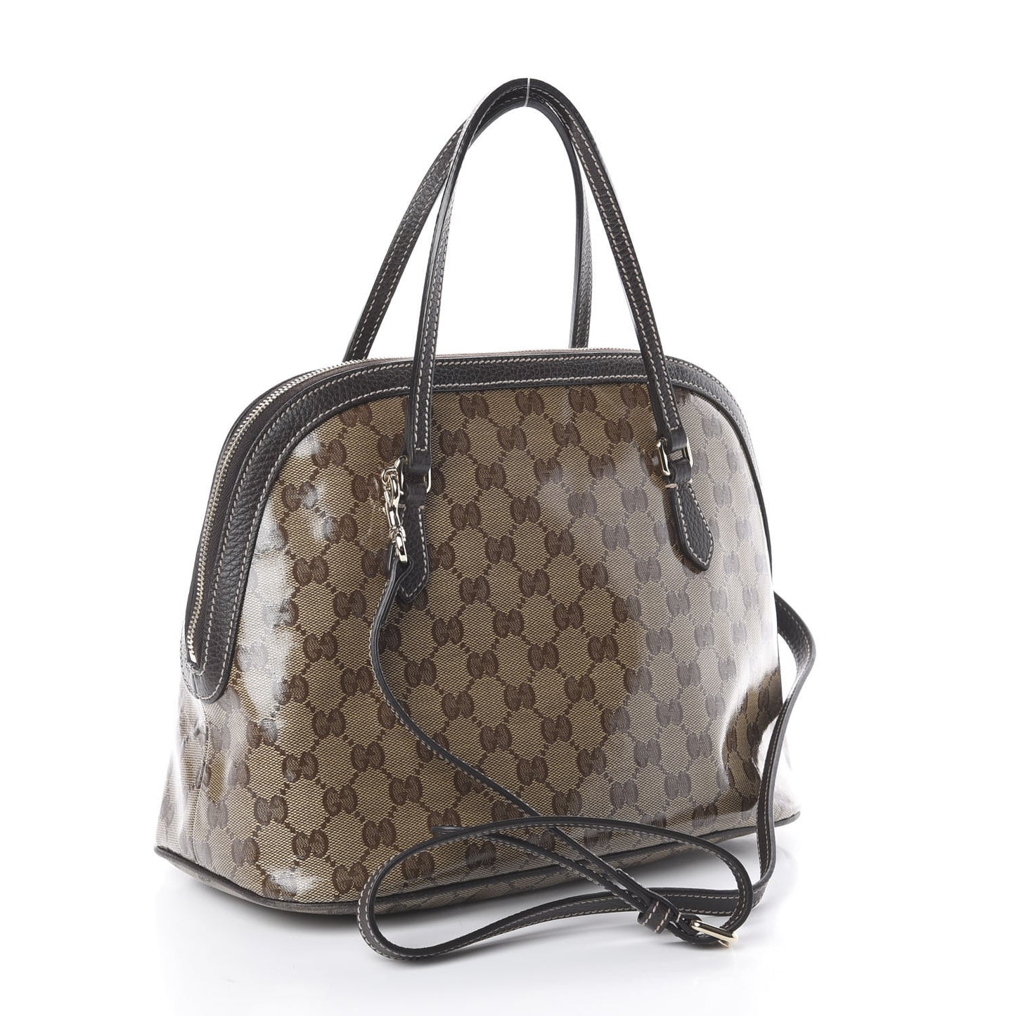 Crystal Monogram Medium Dome Bag Dark Brown