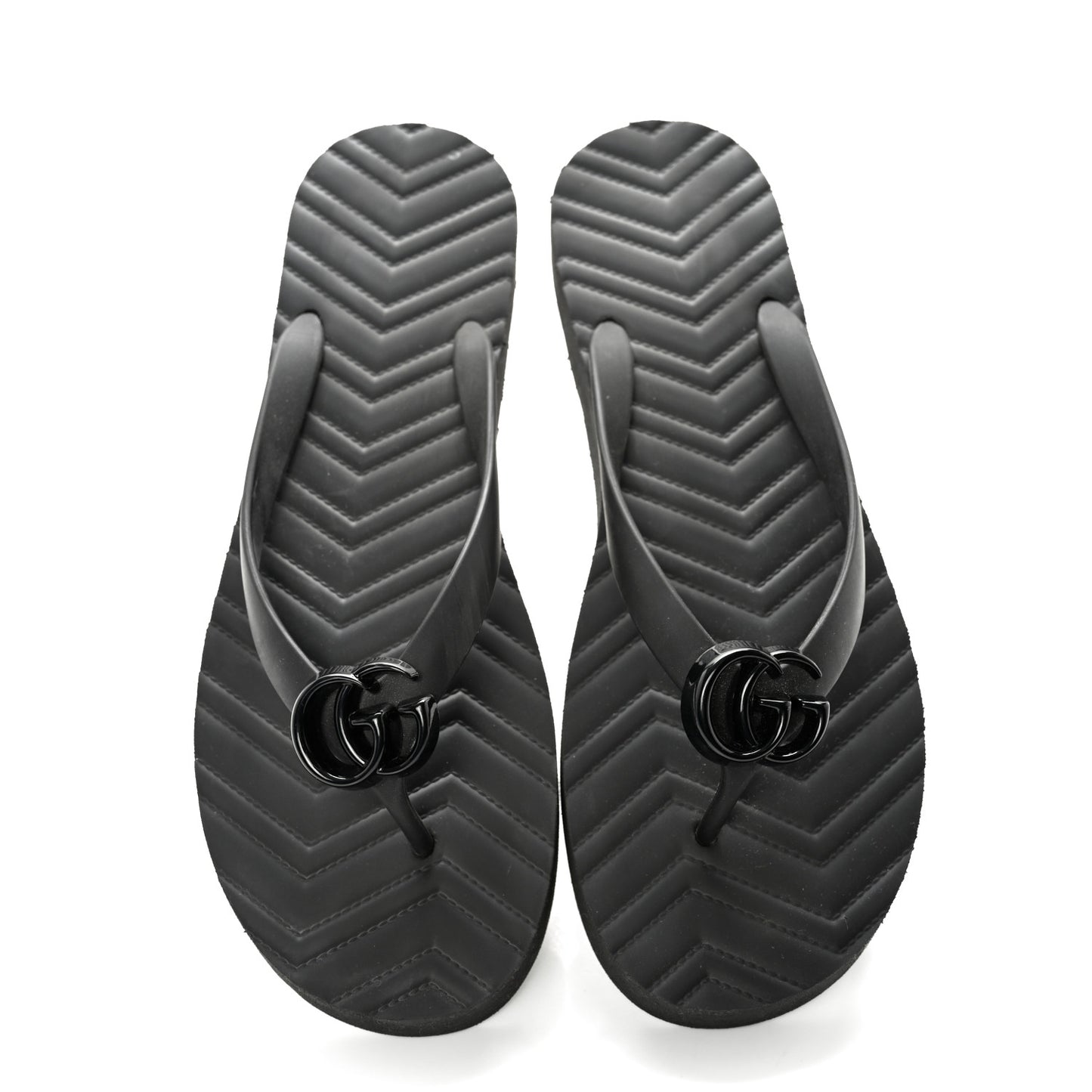 Rubber Chevron Womens GG Thong Sandals 42 Black