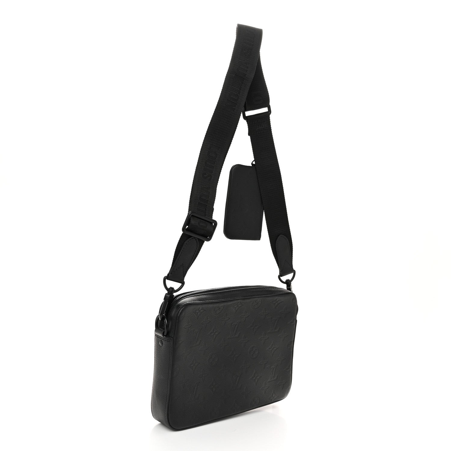 Louis Vuitton Calfskin Monogram Shadow Trio Messenger Black 4 of 11