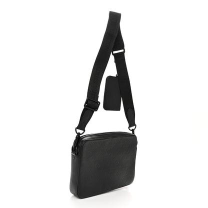 Louis Vuitton Calfskin Monogram Shadow Trio Messenger Black 4 of 11