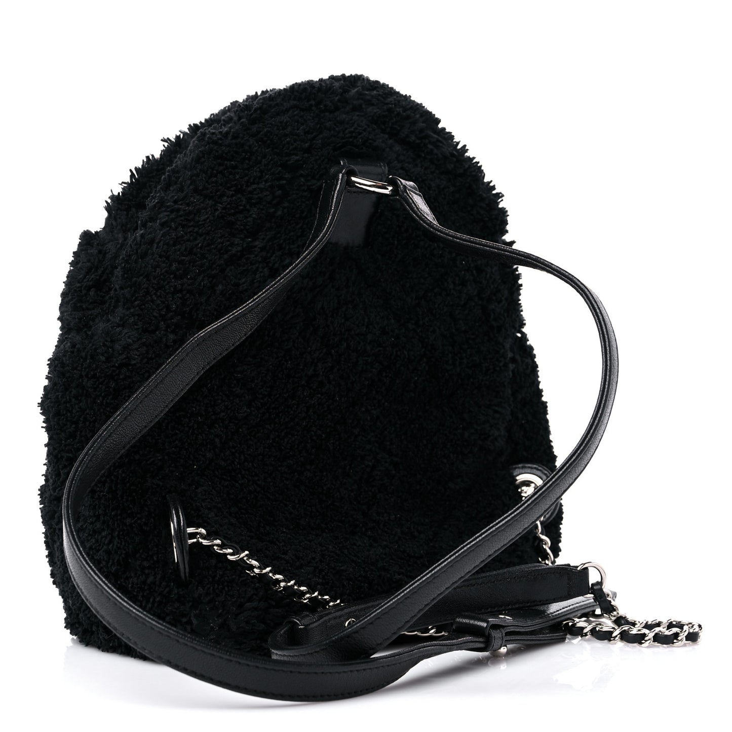 Mixed Fibers Lambskin Calfskin Quilted CC Tender Backpack Black