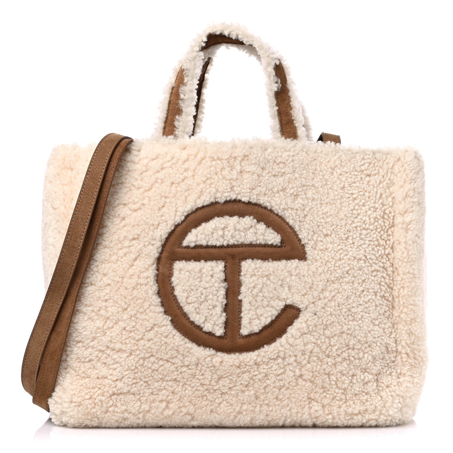Telfar X UGG Suede Shearling Medium Shopping Bag Natural 1 of 9
