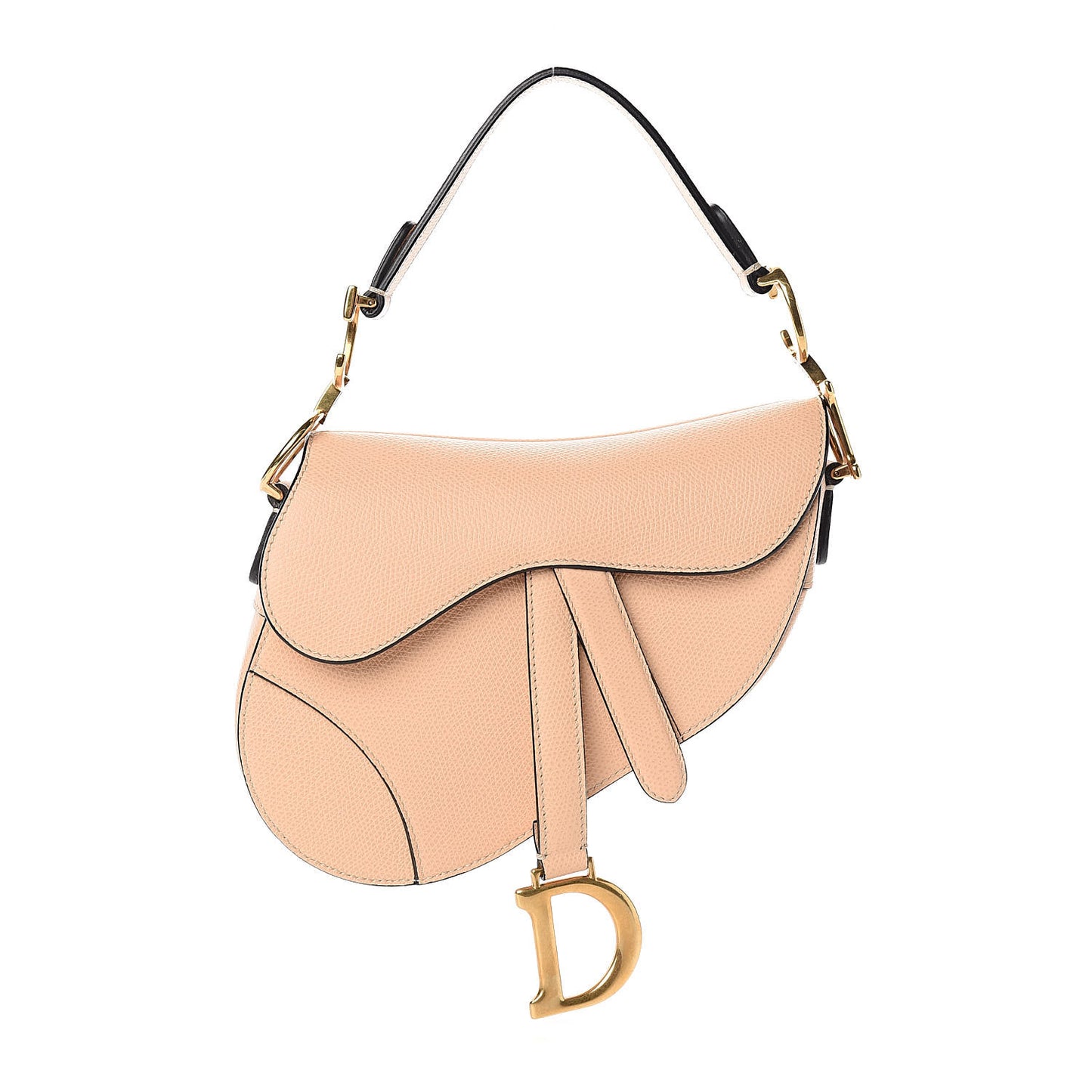 Grained Calfskin Mini Saddle Bag Nude