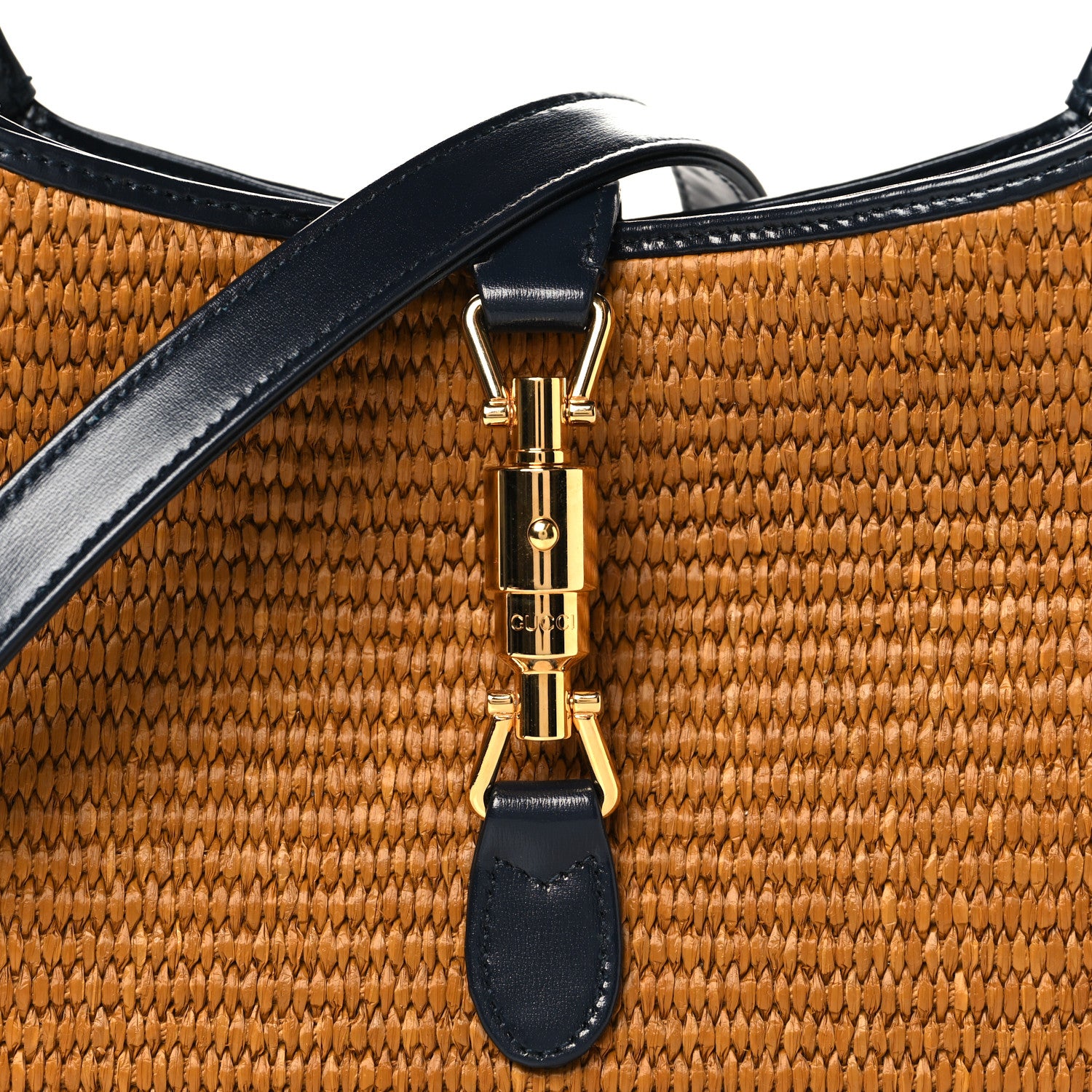 Gucci Straw Lux Boarded Dyana Lux Calfskin Small Jackie 1961 Hobo Natural Blue 8 of 11