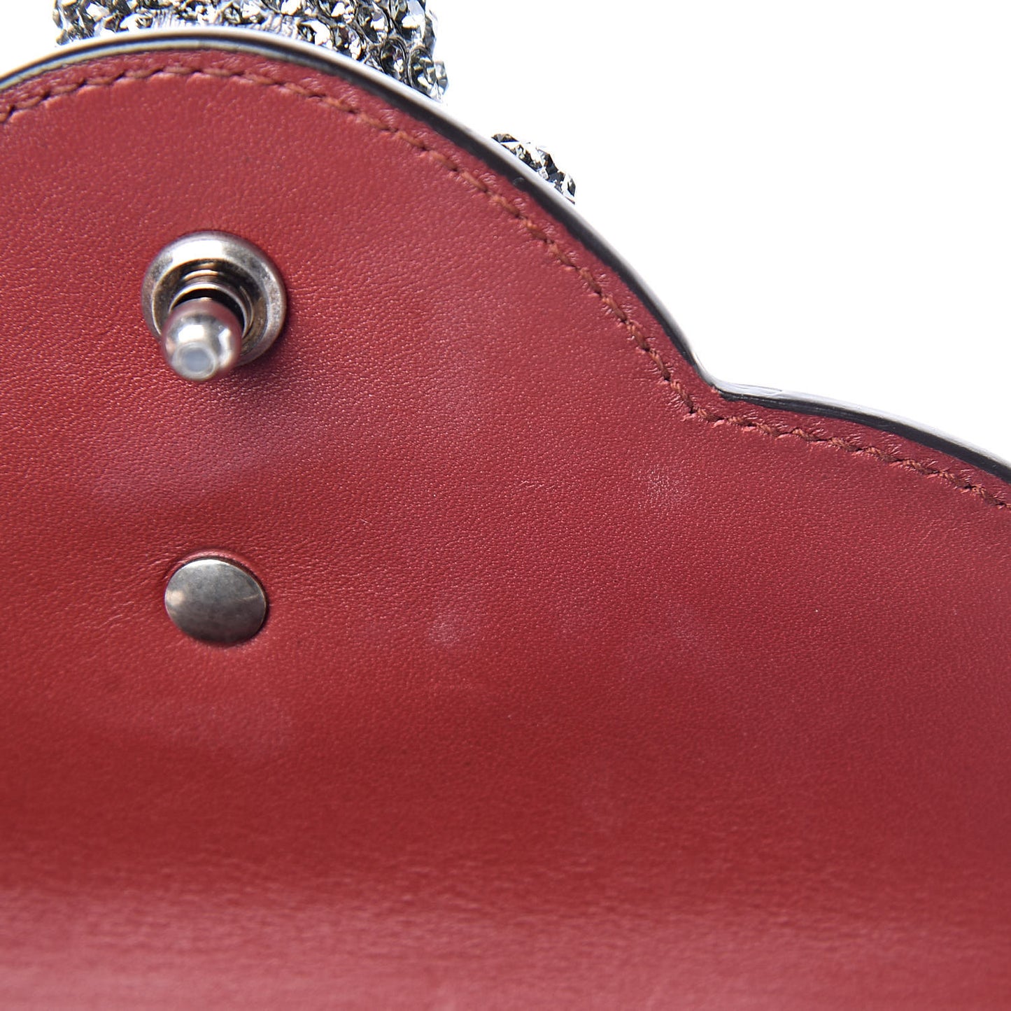 Calfskin Lisse Cornice Crystal Mini Thiara Top Handle Bag Cerise Red Gold Multicolor