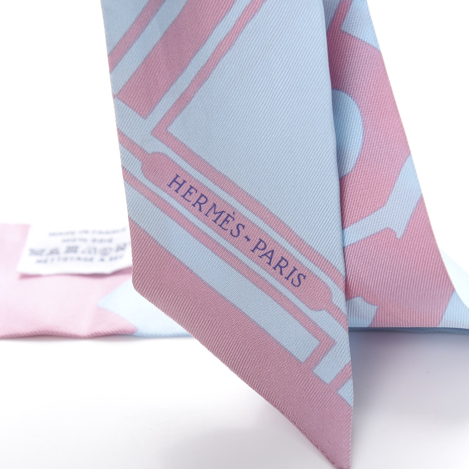 Hermes Silk Les Coupes Tattoo Twilly Ciel Vieux Rose 3 of 4